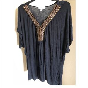 Dress Barn Boho Black Jersey Top Size 3X